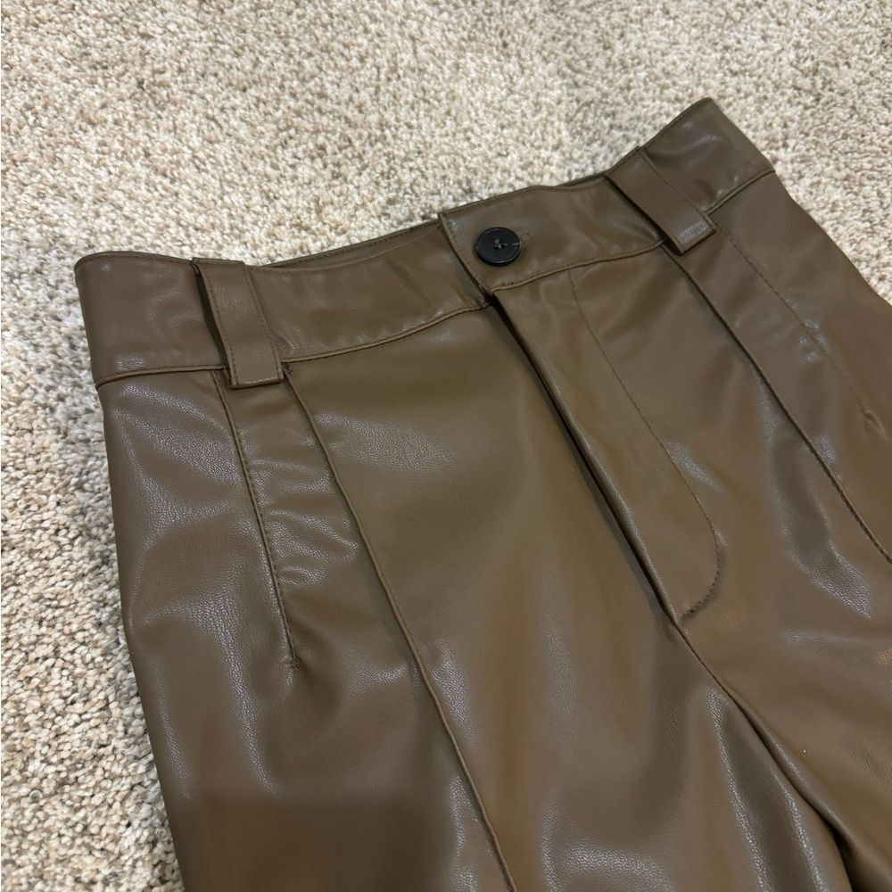 Women’s Zara Faux Leather Fleece-Lined Pants | XS | Chocolate Brown - Picture 6 of 8